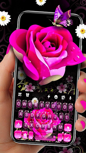 Vintage Pink Rose Keyboard The Screen 2