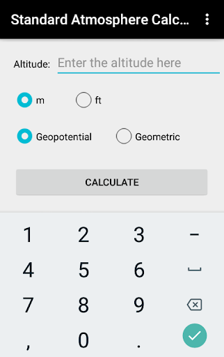 Standard Atmosphere Calculator