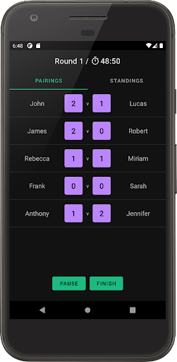 TCG Pairings & Standings Screen 3