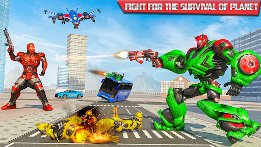 US Police Bus Transmute Robot