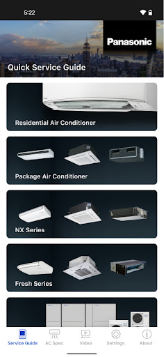 Android application Panasonic AC Service Guide screenshort