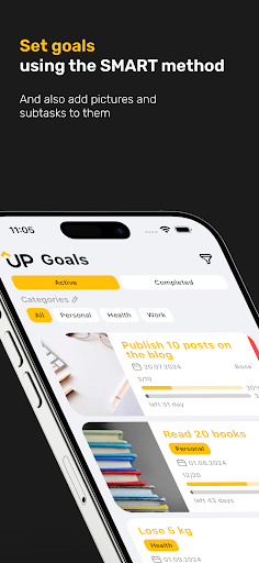 UP: Goals, To-Do, Tasks, Lists Screen 3