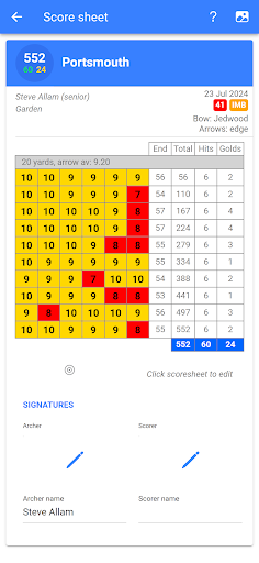 ExpertArcher - Archery Scoring Screen 2