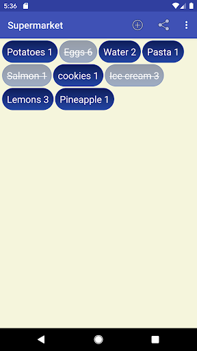 Shopping list Screen 2