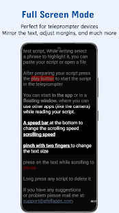 Captura de pantalla del nano teleprompter