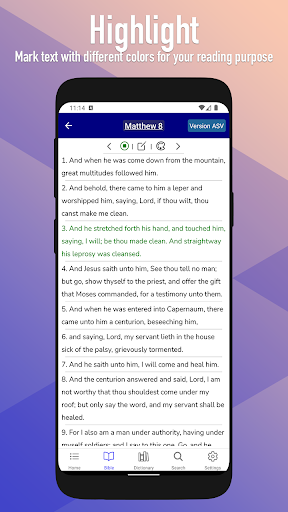 English Bible ASV, GENEVA, WEB Screen 3