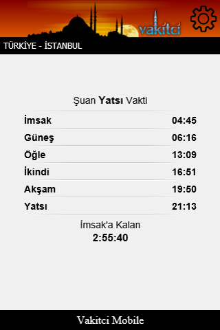 Android application Vakitci screenshort
