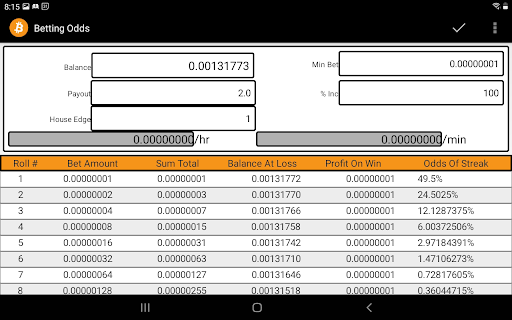 Betting Odds Screen 3