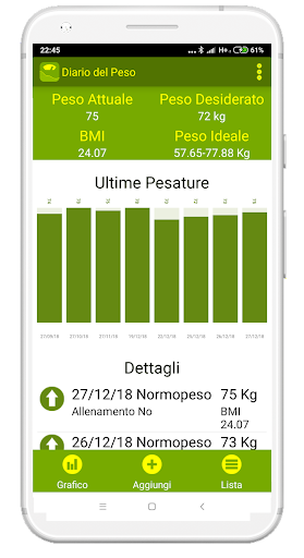 Android application Weight diary screenshort
