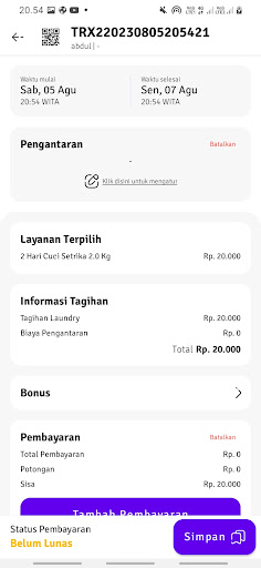 Android application ImTECH - Kasir Laundry screenshort