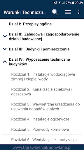 Android application Warunki techniczne 2024 screenshort