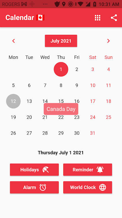 Canadian Calendar 2024 - 6.6.67 - (Android)
