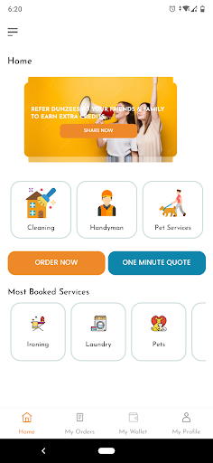 Dunzees- Request a service Screen 3