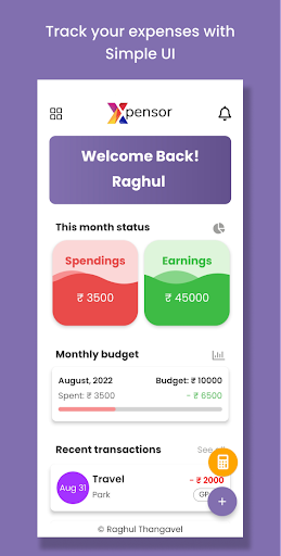 Android application Xpensor : Expense Tracker screenshort