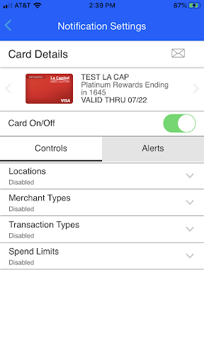 La Capitol FCU Card Manager Screenshot 4 - AppWisp.com