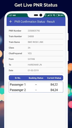 Railway PNR Check screenshot 1