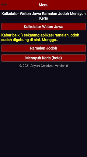 Android application Kalkulator Weton Jawa Lengkap screenshort
