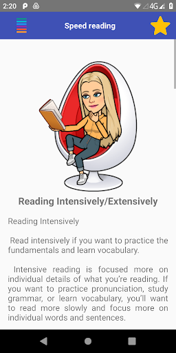 Speed reading Screen 3