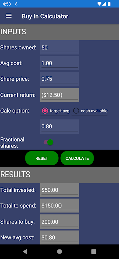 Android application Buy In Calculator - DCA screenshort