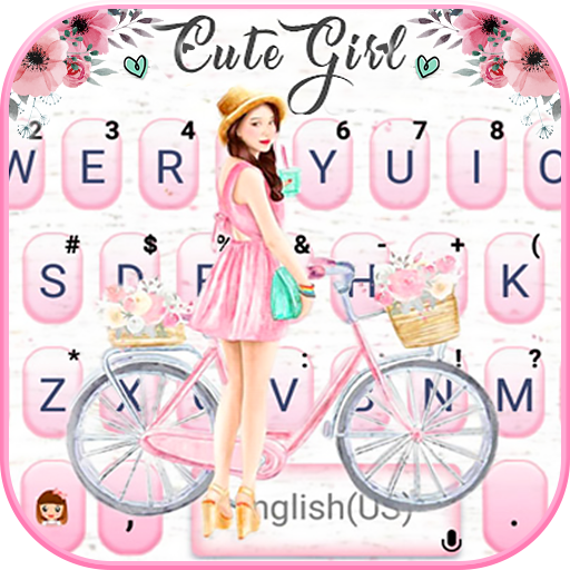 Floral Bicycle Girl Keyboard T logo
