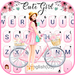 Cover Image of 下载 Floral Bicycle Girl Keyboard T  APK