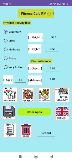 Fitness Calc RM Screen 2