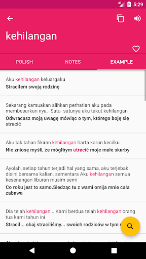 Polish Malay Dictionary Screen 3