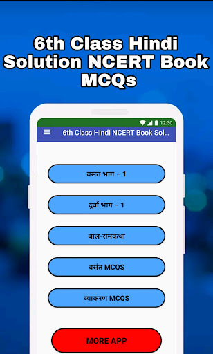 Android application 6th Class Hindi Solution MCQs screenshort
