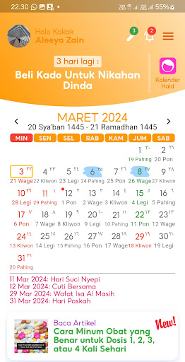 Android application Kalender Haid Saya screenshort