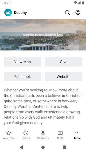 Screenshot of Destiny Worship Center