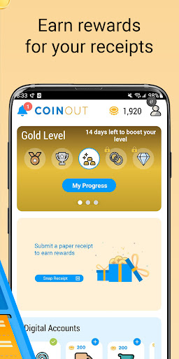 CoinOut Receipts & Rewards App Screen 2