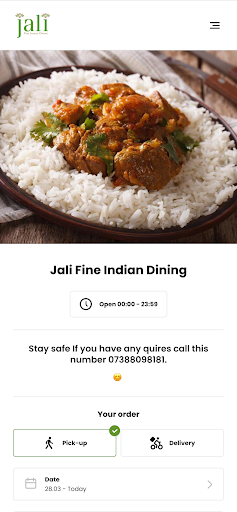 Android application Jali Fine Indian Dining screenshort