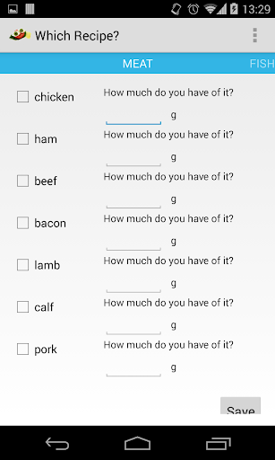 WhichRecipe? Screen 2