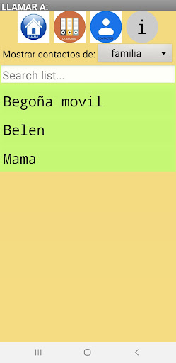 Contactos por categorías Screen 3