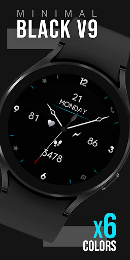 Android application Minimal Black v9 Watch Face screenshort