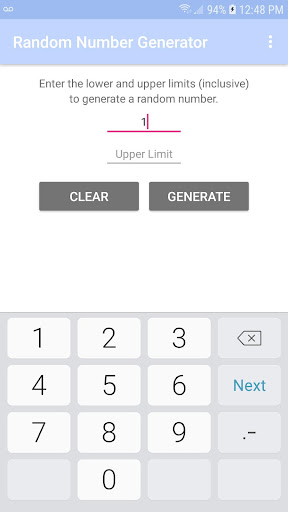 Random Number Generator Screen 2