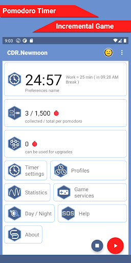 Android application Pomodoro Moon: Gamify Work screenshort