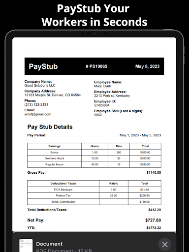 PayStub: PaySlip PDF Generator 15