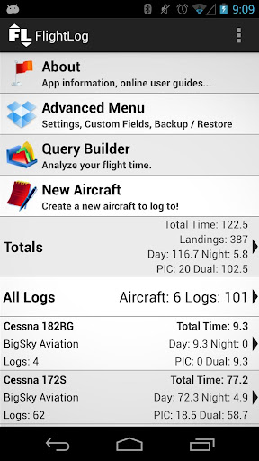 Android application FlightLog - Pilot's Logbook screenshort