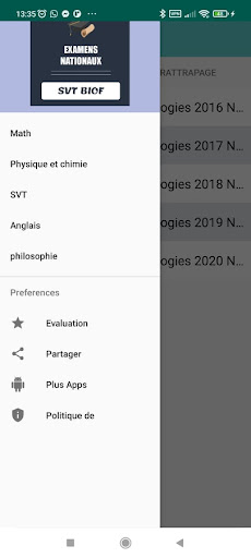 Android application examens nationaux svt biof screenshort