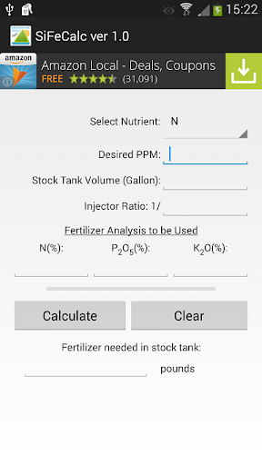 Android application Simple Fertilizer Calculator screenshort