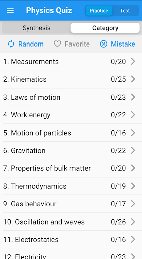 Android application Physics Quiz screenshort