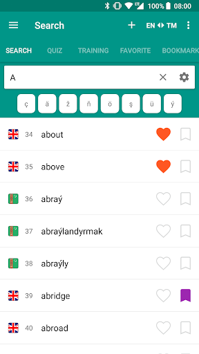 Android application Turkmen-english dictionary screenshort