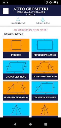 Android application Kalkulator Geometri Otomatis screenshort