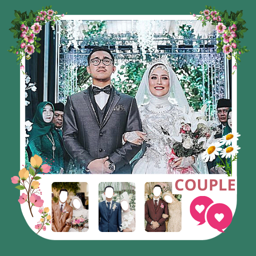 Modern Hijab Wedding Couple logo