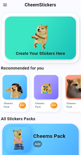 Android application CheemStickers : Doge Stickers screenshort