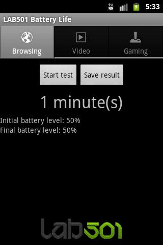 Android application LAB501 Battery Life screenshort