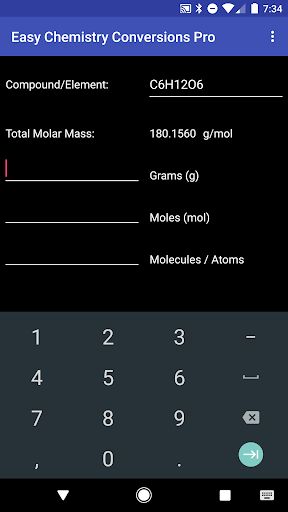 Easy Chemistry Conversions Pro Screen 3