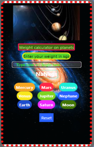 Weight on Solar Planets App