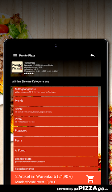 Screenshot 9 Pronto Pizza München Giesing android